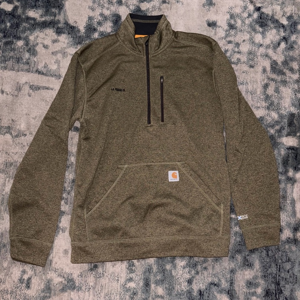 Carhartt Heathered Olive Quarter-Zip Sweatshirt Size M